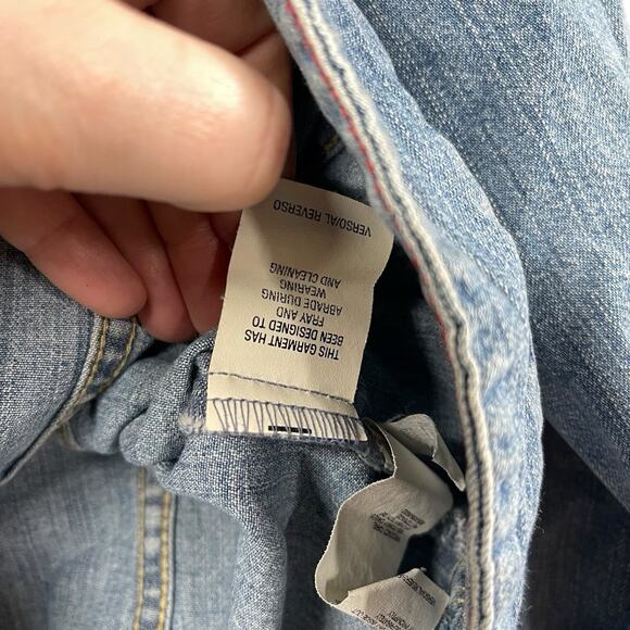 Tommy Hilfiger Light Weight Jean Jacket Denim Snap Close Trucker Y2K Medium - Picture 7 of 11